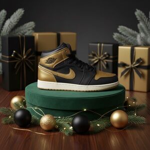 Jordan Black and Gold Sneakers